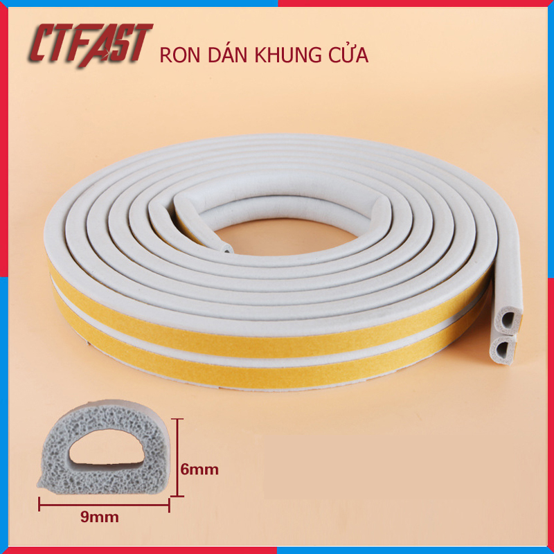 Cuộn 10 Mét Ron Dán Khung Cửa Giảm Tiếng Ồn Va Đập, Ngăn Bụi, Ngăn Côn Trùng Size 4 Mm 6 Mm 8 Mm 10 Mm - Hàng Chính Hãng - Xám - 4 Mm