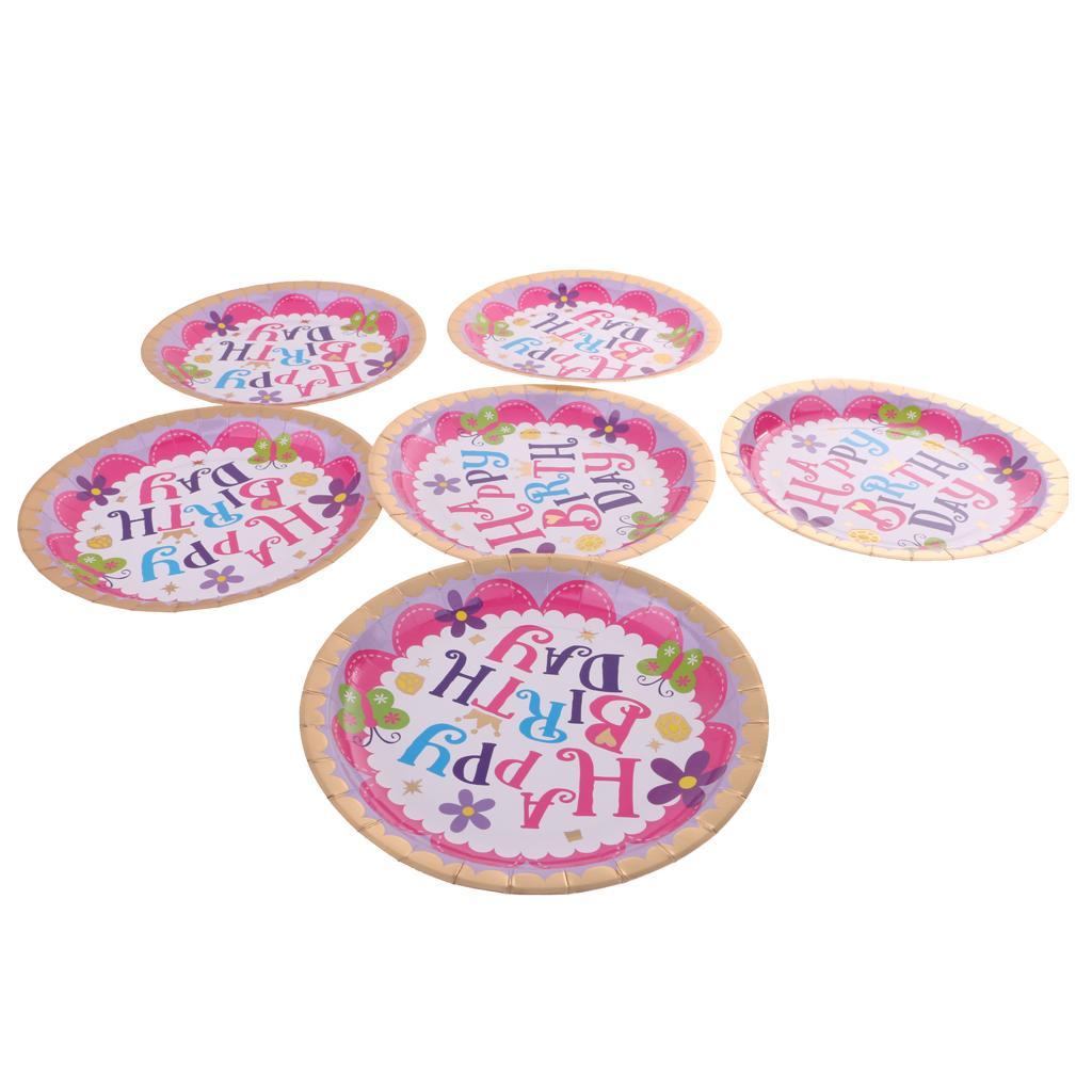 6 Pieces Happy Birthday Disposable Cake Cupcake Paper Plates Tableware