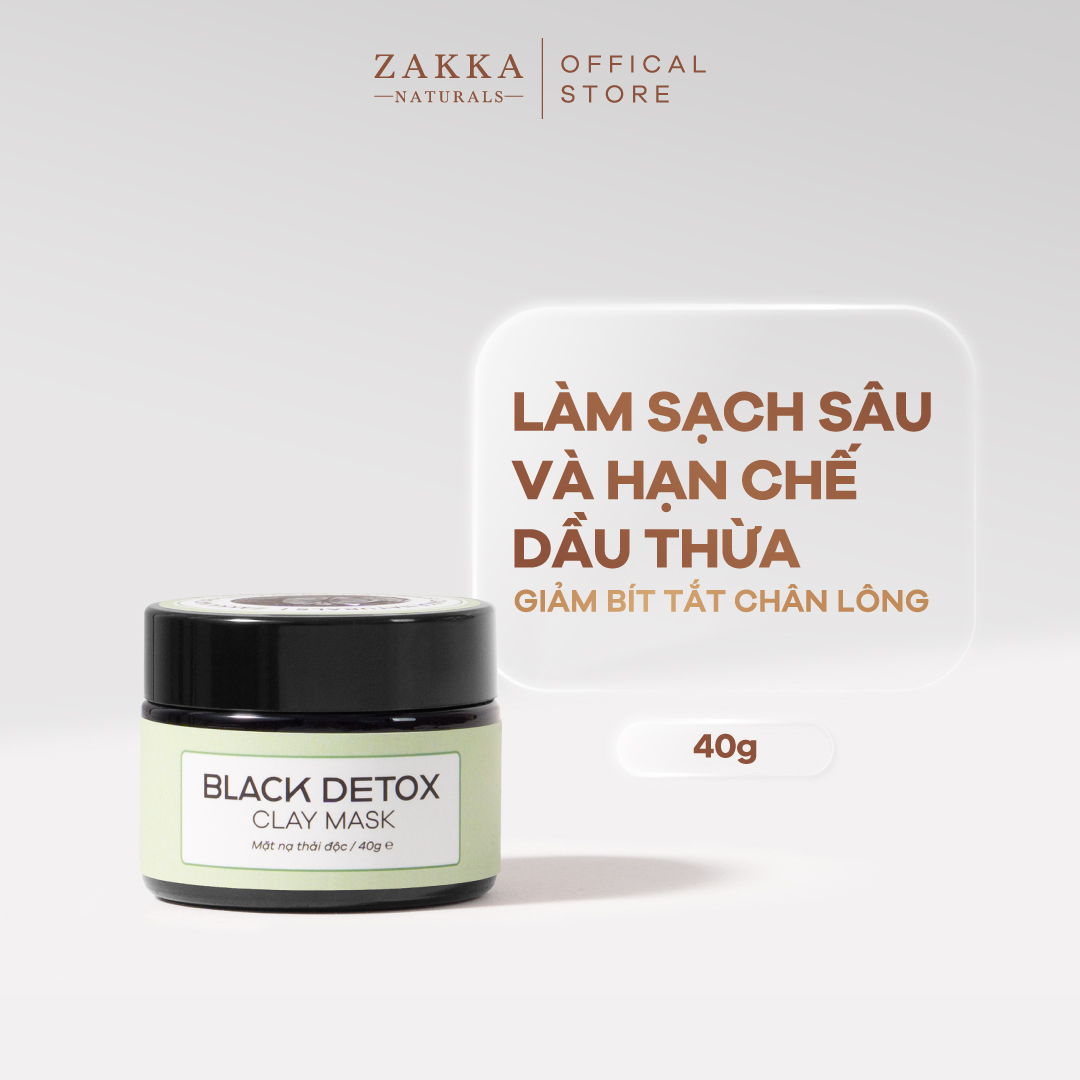 Mặt Nạ Đất Sét Than Hoạt Tính Thanh Lọc, Thải Độc Da - Detoxifying Charcoal Clay Mask 40g - Zakka Naturals