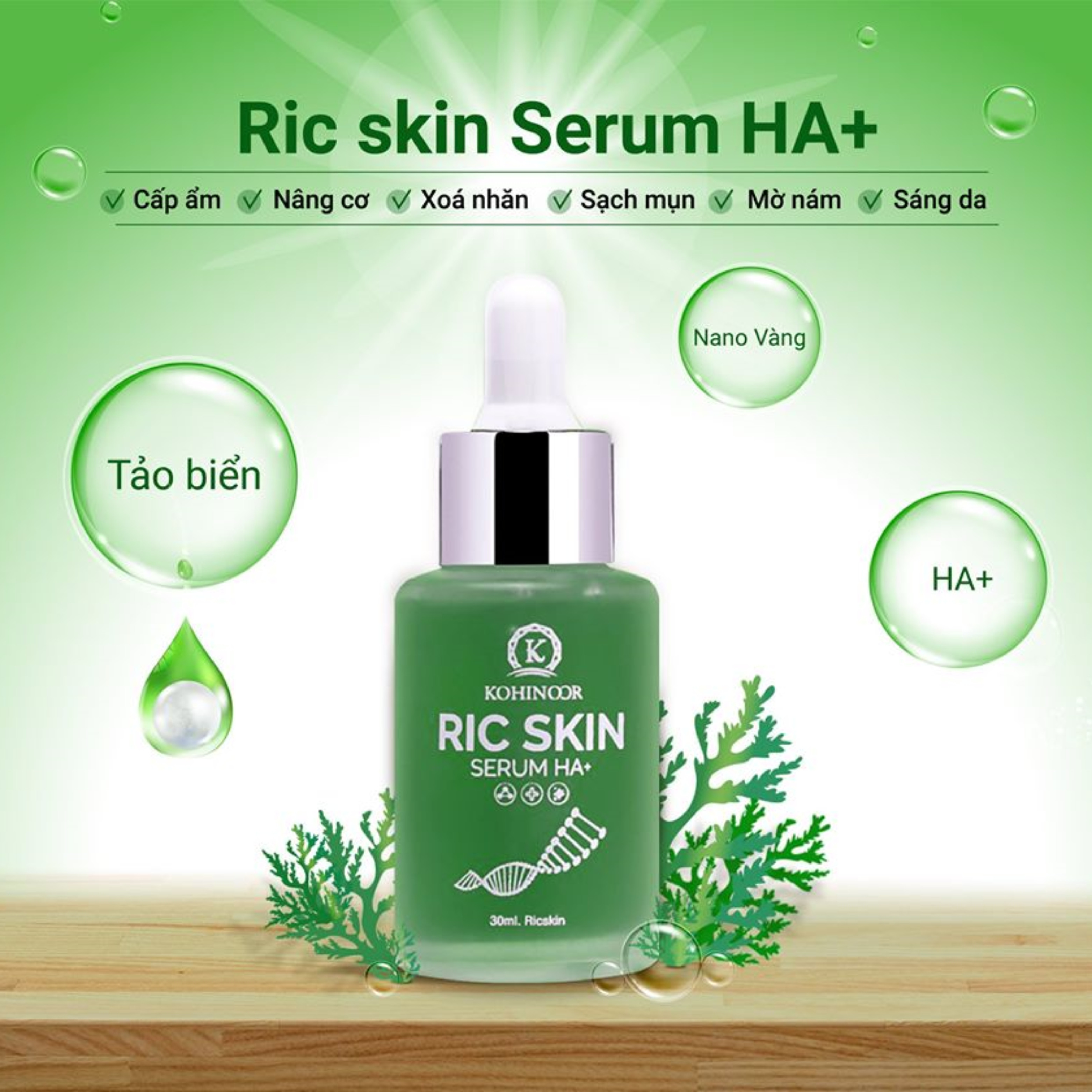 Serum dưỡng trắng, ngăn ngừa thâm nám RIC SKIN HA+ - Tái tạo làn da khỏe mạnh từ bên trong