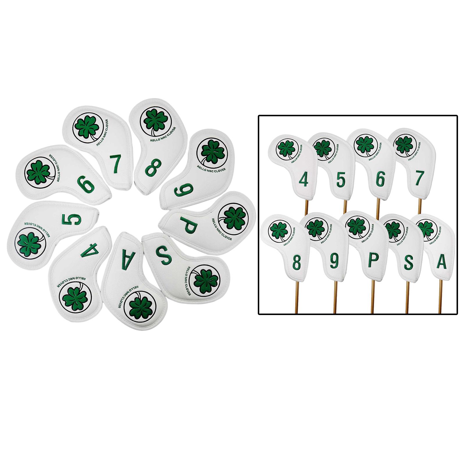 Golf Iron Head Covers Lucky 9pcs Golf Club Protector Wrap Golf Accessories PU Golf Iron Covers Set for Right & Left Handed Golfer