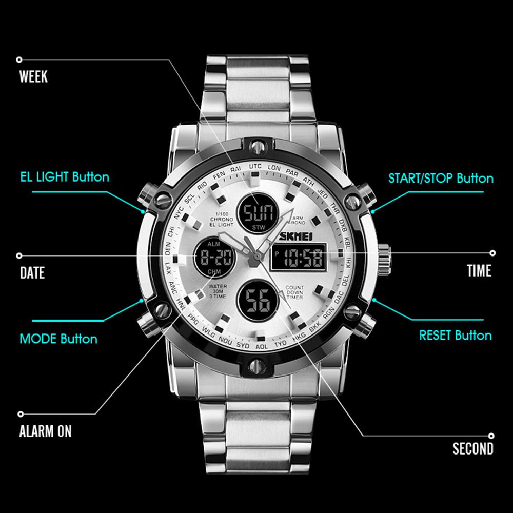 Đồng hồ thời trang đa chức năng dây thép điện tử