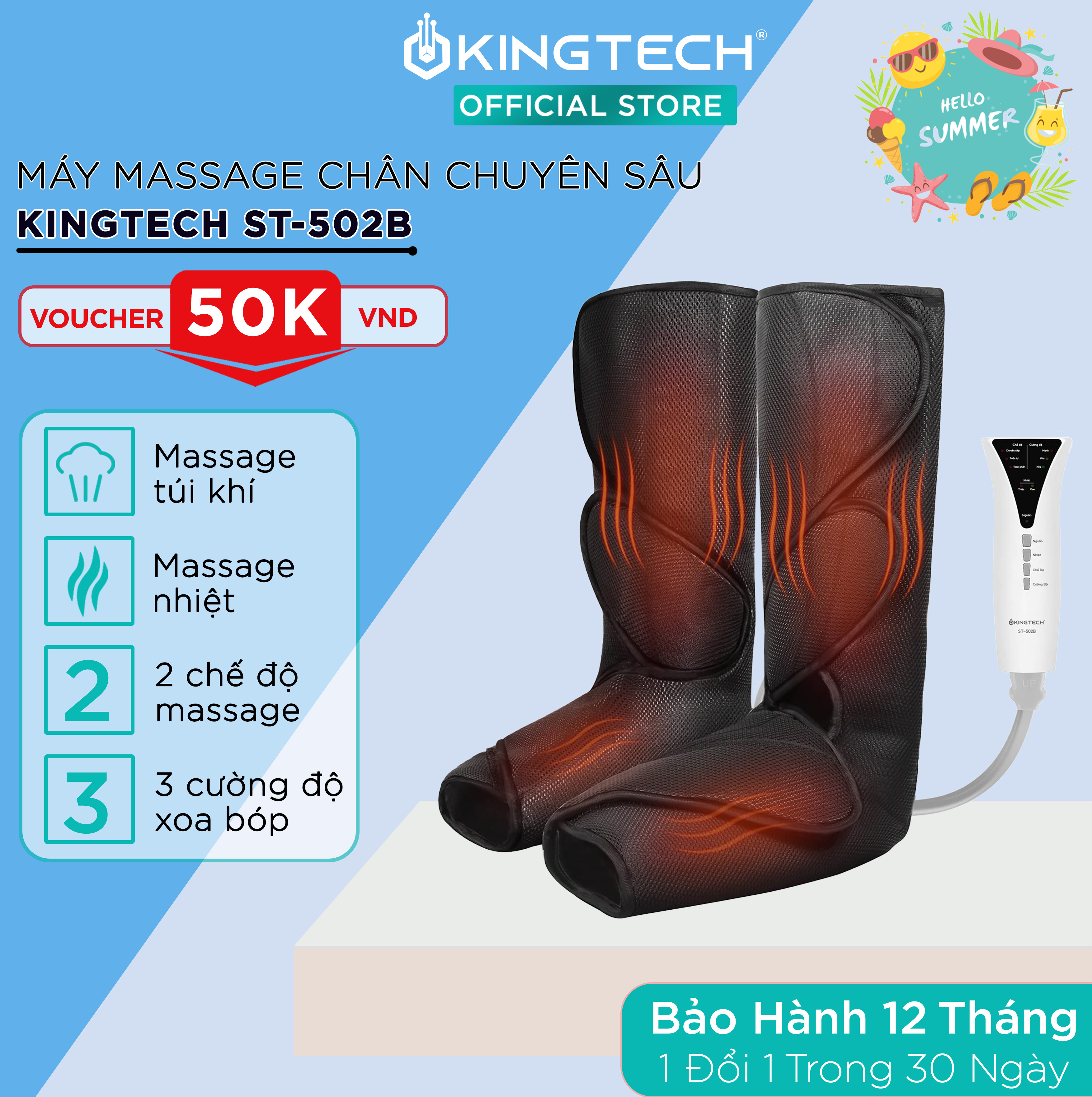 Hình ảnh Máy Massage Cao Cấp KINGTECH ST-502B - Giúp Tuần Hoàn, Giảm Đau Mỏi - Mát xa Thư Giãn Bàn Và Bắp Chân Tích Hợp Nhiệt Kèm Điều Khiển Cầm Tay - Quà Tặng Ý Nghĩa Cho Người Thân