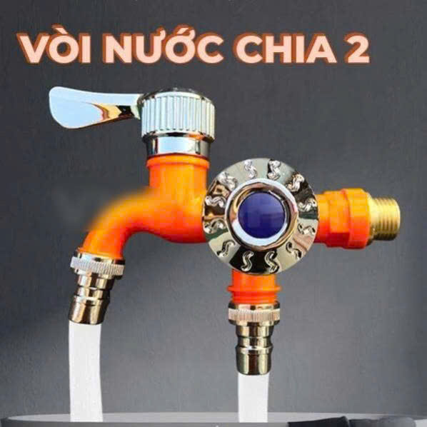 Vòi Nước Đôi 2 Nhánh Tiện Lợi – Gắn Máy Giặt, Tưới Cây, Rửa Chén Đa Năng