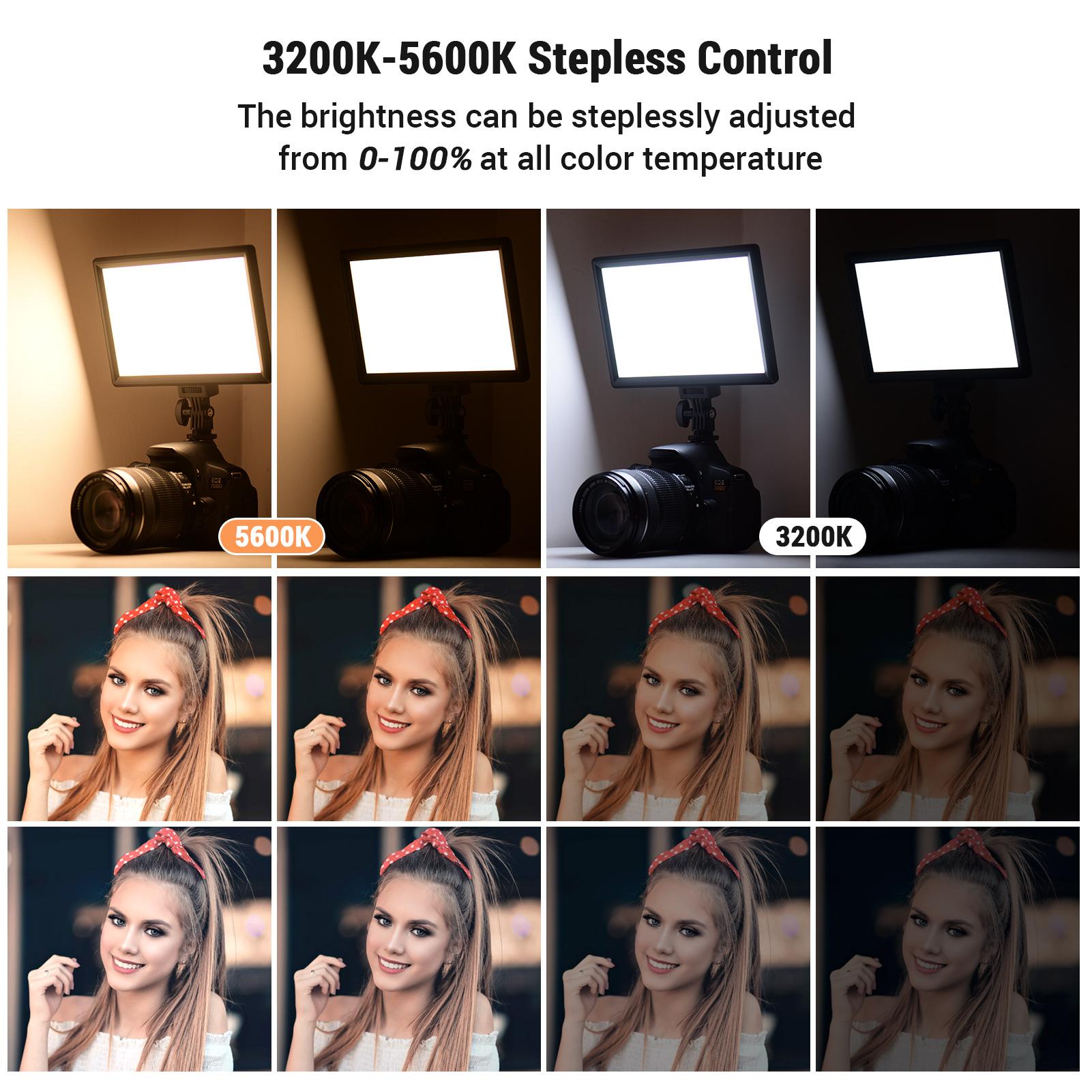 Đèn video LED trên máy ảnh 15W 3200-5600K CRI95 + Màn hình LCD có thể thay đổi độ sáng vô cấp hai màu với Giá đỡ giày lạnh NP-F570