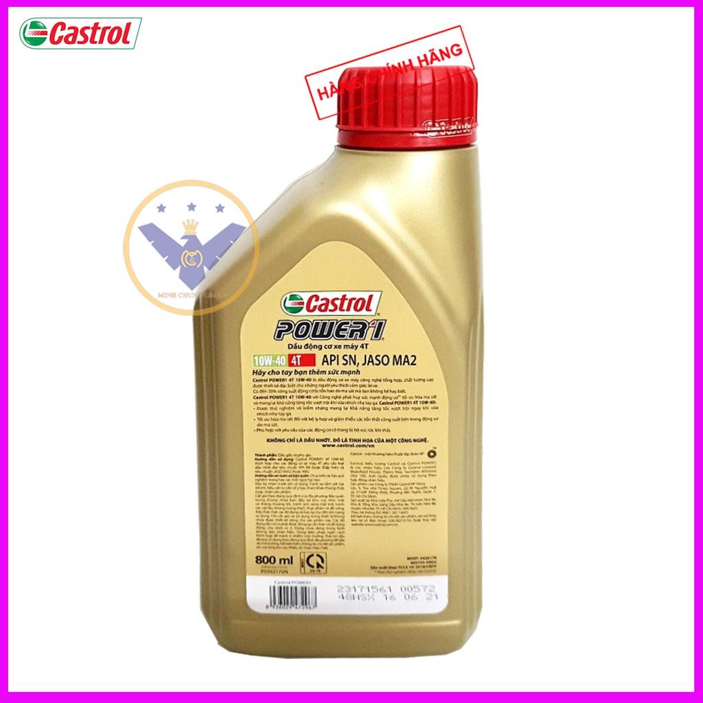 Dầu nhớt xe máy, xe số cao cấp tổng hợp Castrol Power 1 4T 10W-40 lon 800ml