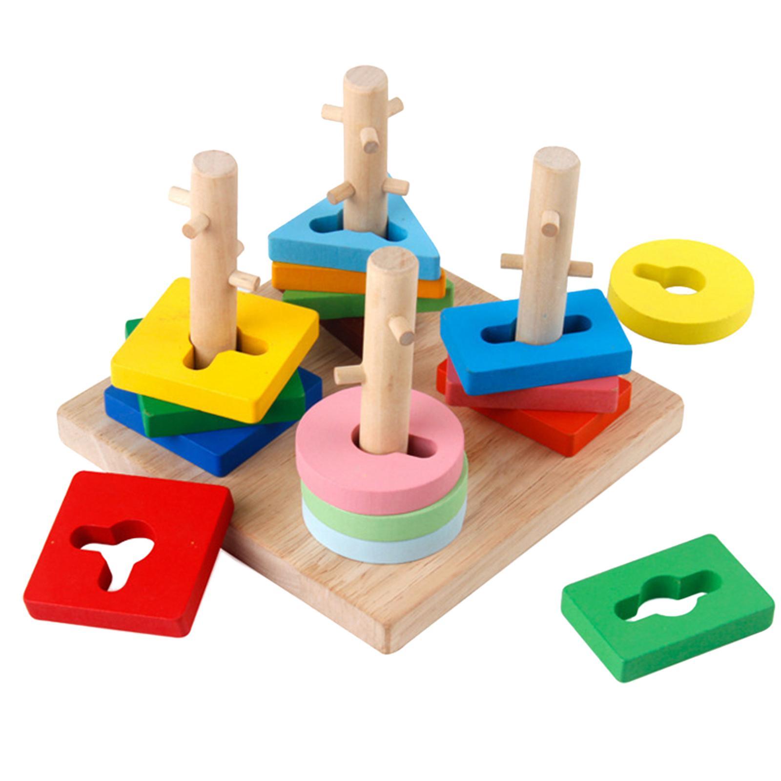 Montessori Wooden Sorter Stacking Toy Puzzles Toy for Preschool Kids Girls