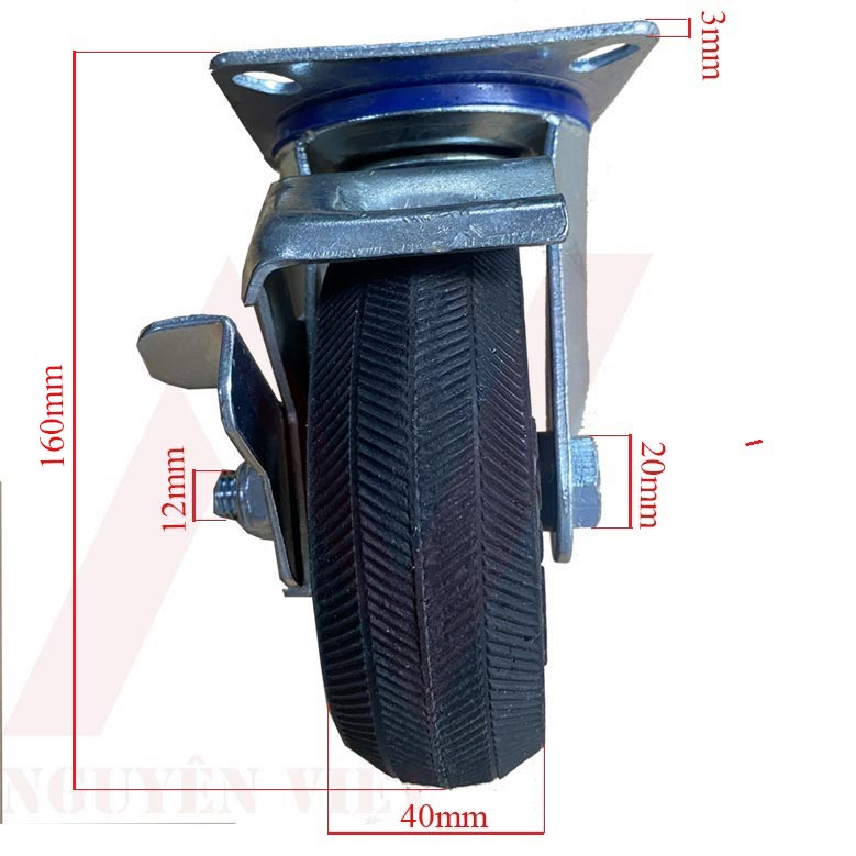 BÁNH XE ĐẨY HÀNG BẰNG CAO SU ĐẶC 100X38