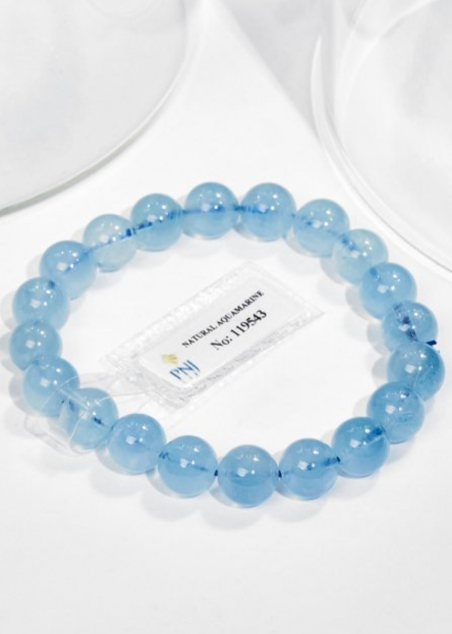 Lắc Tay Aquamarine 9MM Kèm Giấy Kiểm Định Gembank