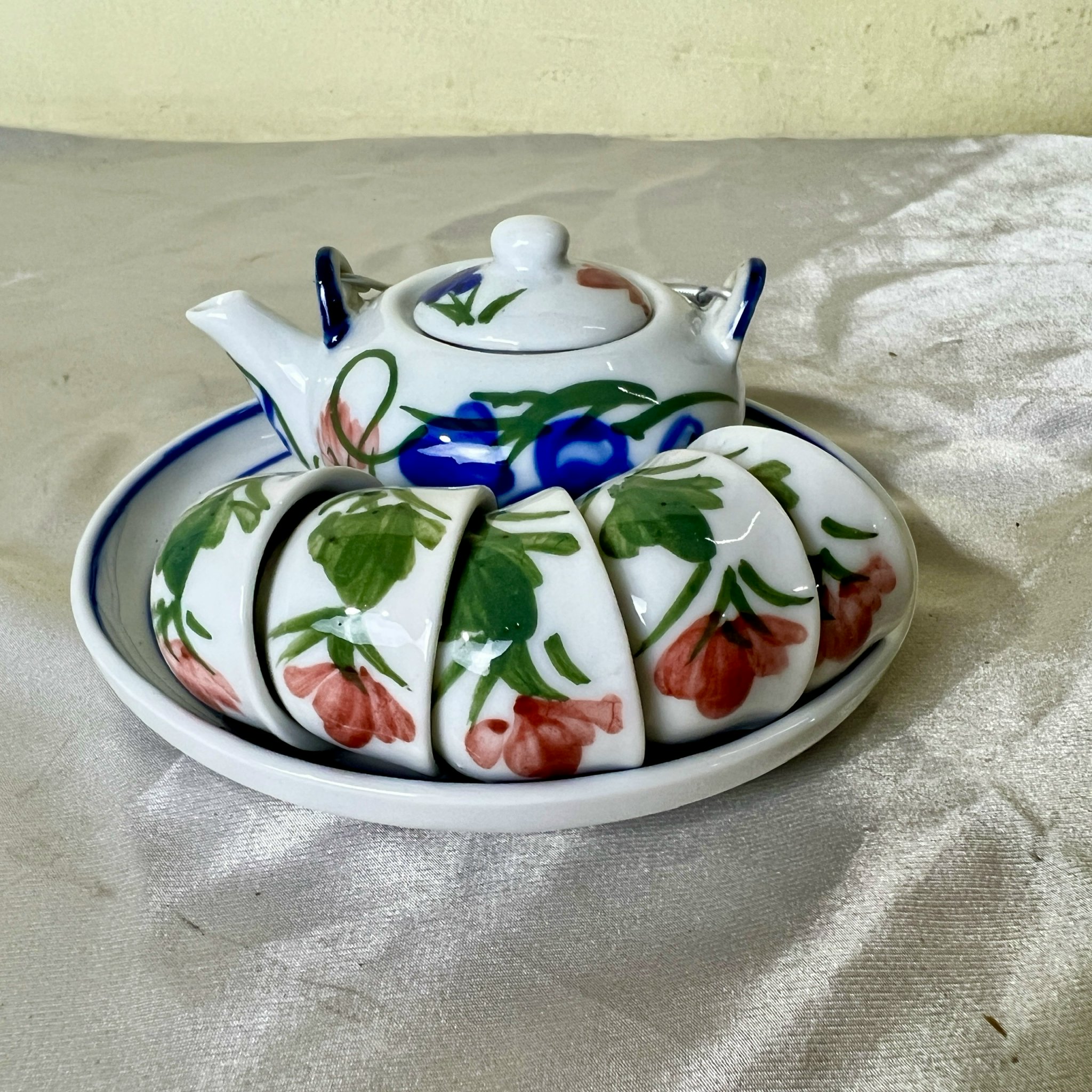 Bộ ấm chén pha trà thờ cúng men sứ Bát Tràng