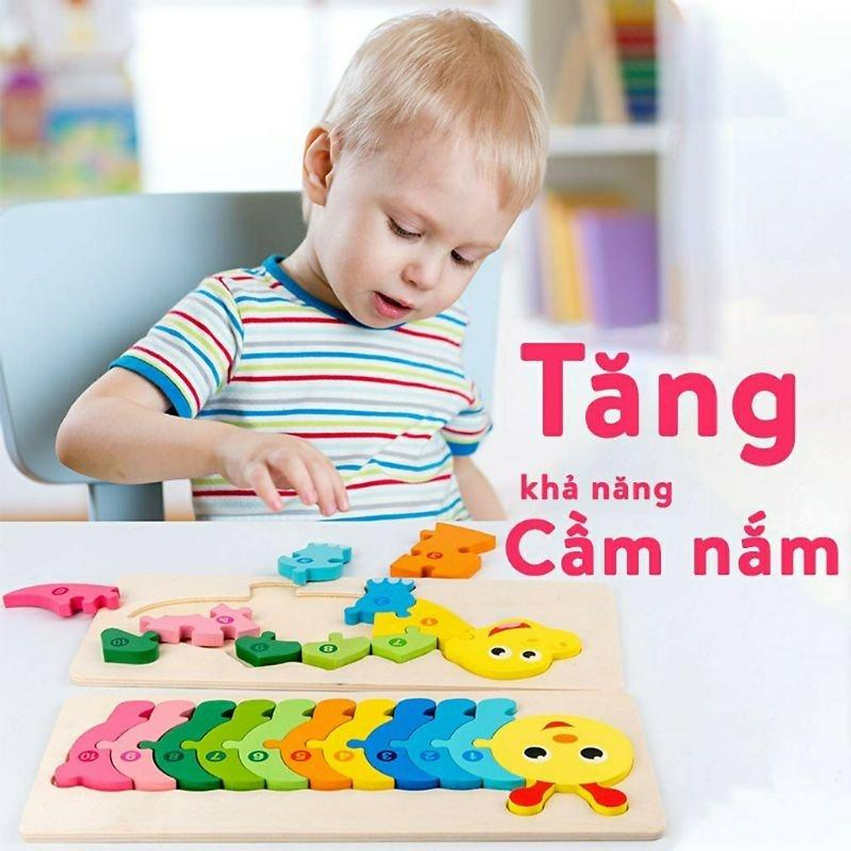 Đồ Chơi Trẻ Em Asstar, Combo 5 Mẫu Đồ Chơi Ghép Hình, Xếp Hình Gỗ Nổi 3D Gồm 10 Số Giúp Bé Phát Triển Tư Duy - Set bé trai