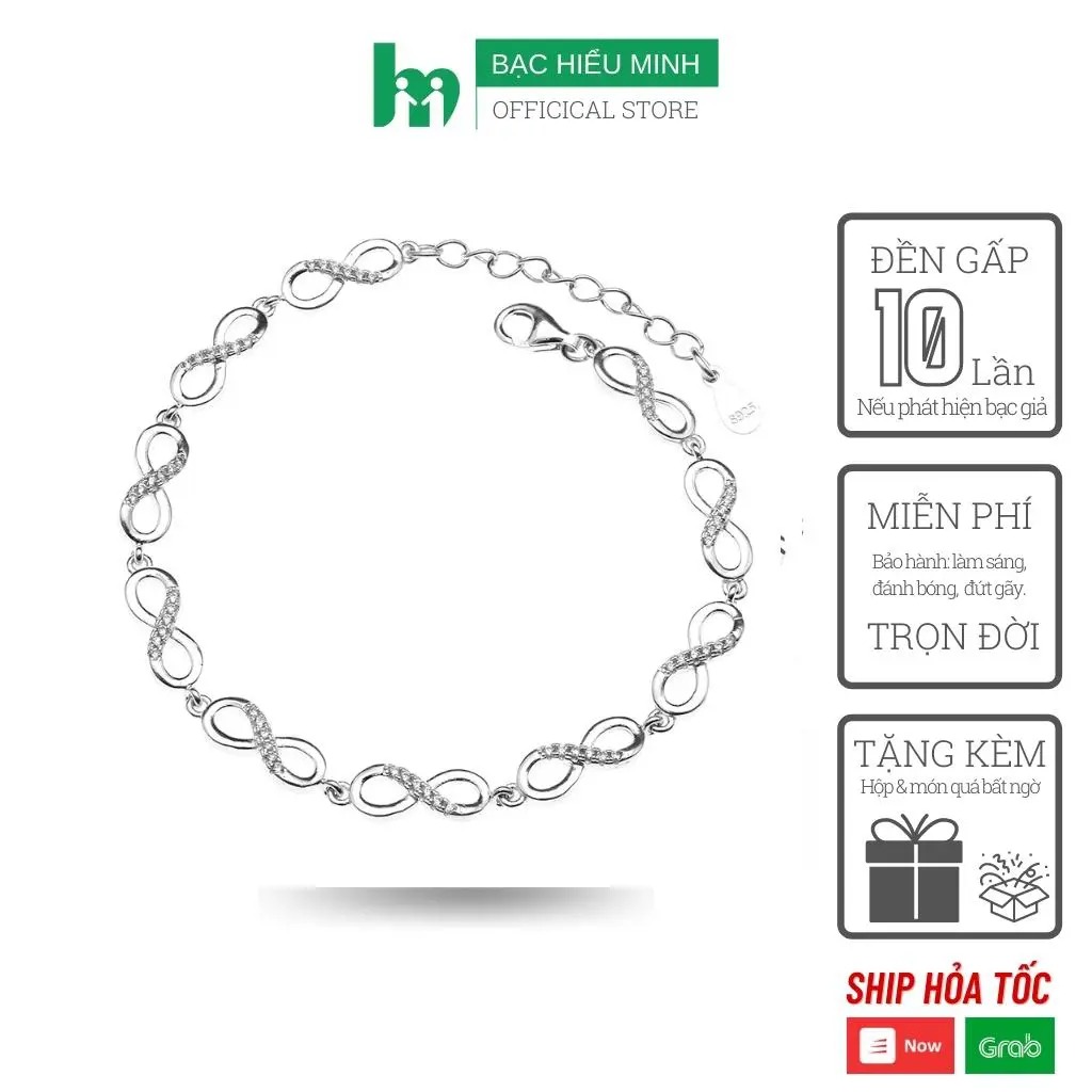 Lắc Tay Nữ Bạc Hiểu Minh LTU485 vô cực infinity