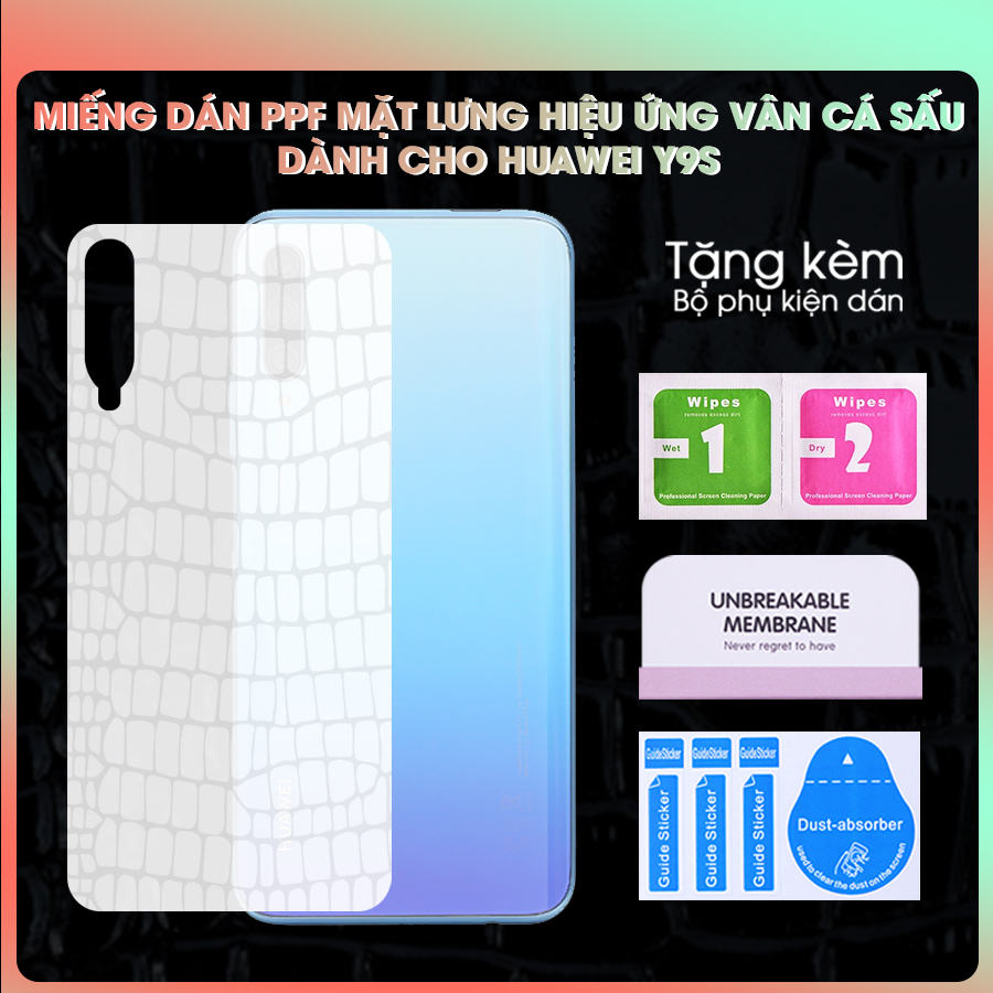 Miếng dán dẻo PPF Mặt Sau Vân Cá Sấu Dành Cho Huawei Y9s chống xước- Hàng Chính Hãng