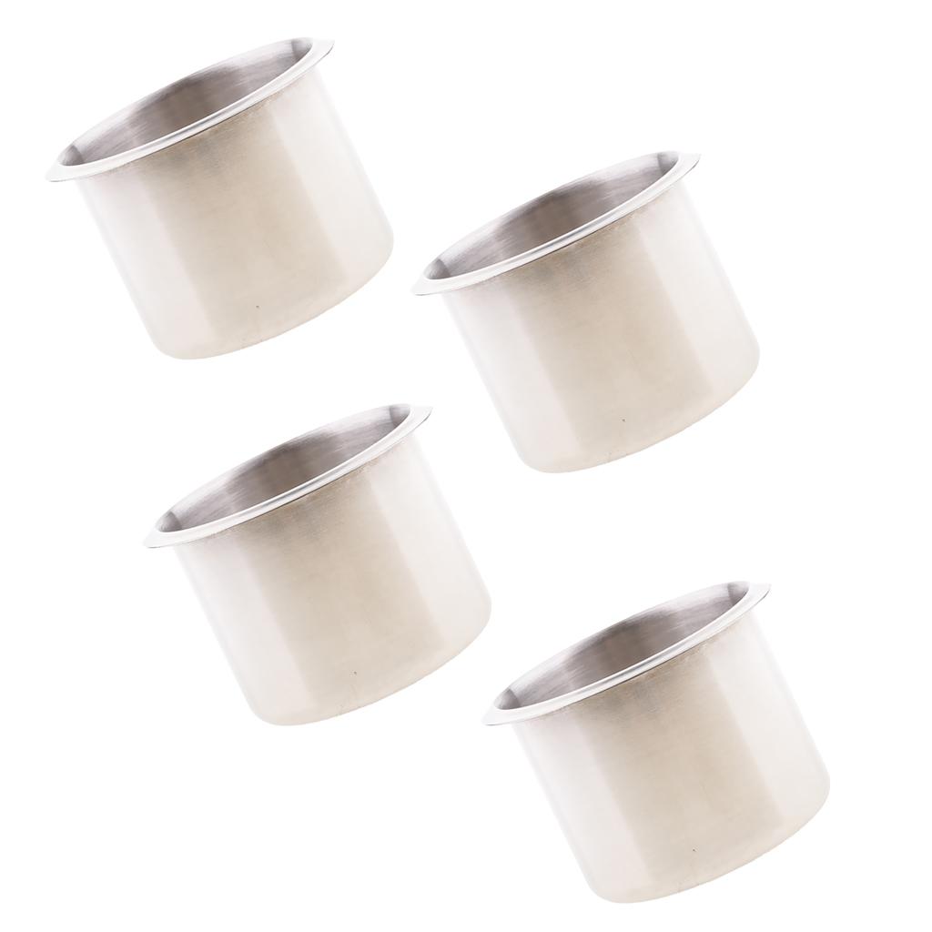 4pcs Stainless Steel Recessed Cup Drink Holder Marine Boat RV Camper 68x55mm