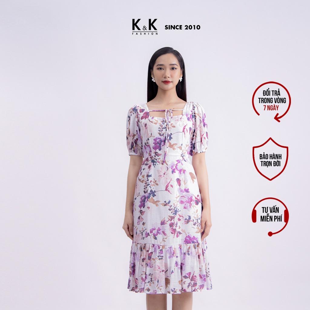 Đầm Hoa Đuôi Cá Cổ Vuông K&amp;K Fashion KK117-36 Chất Liệu Tơ Boi