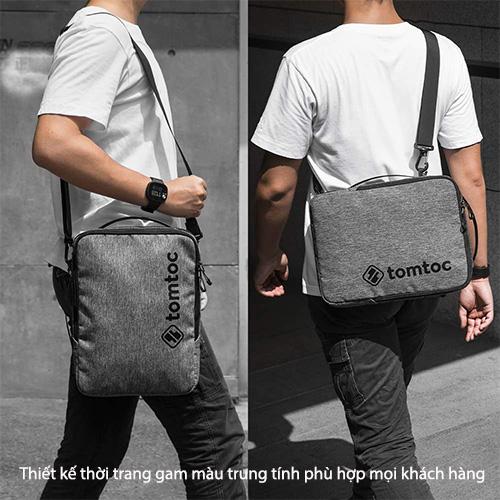 TÚI ĐEO CHÉO TOMTOC URBAN SHOULDER BAGS DÀNH CHO MACBOOK 13″14″, GRAY chống sốc tối ưu - HÀNG CHÍNH HÃNG