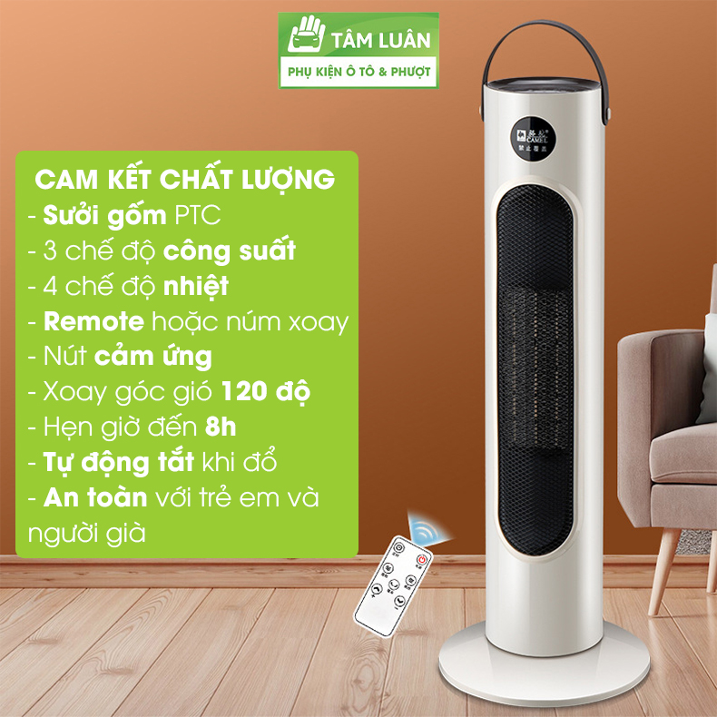 Máy sưởi ấm phòng ngủ, quạt sưởi gốm cho phòng 25m2, máy sưởi mini nóng nhanh an toàn cho trẻ em - Hàng chính hãng