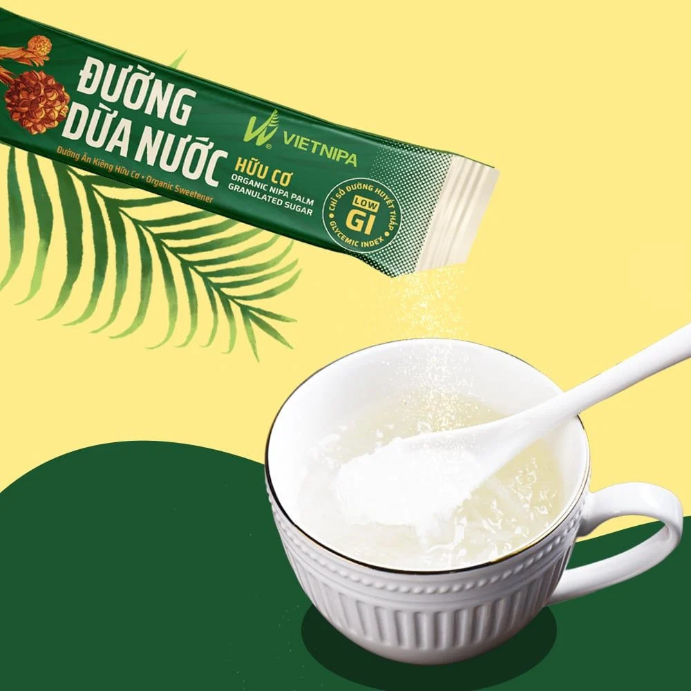 Đường Dừa Nước Hữu Cơ Vietnipa Hộp 50g - Thực Phẩm Bổ Sung Dinh Dưỡng Cho Cả Gia Đình, Người Tiểu Đường, Ăn Kiêng, Ăn Chay, Hàm Lượng Vitamin Và Muối Khoáng Cao