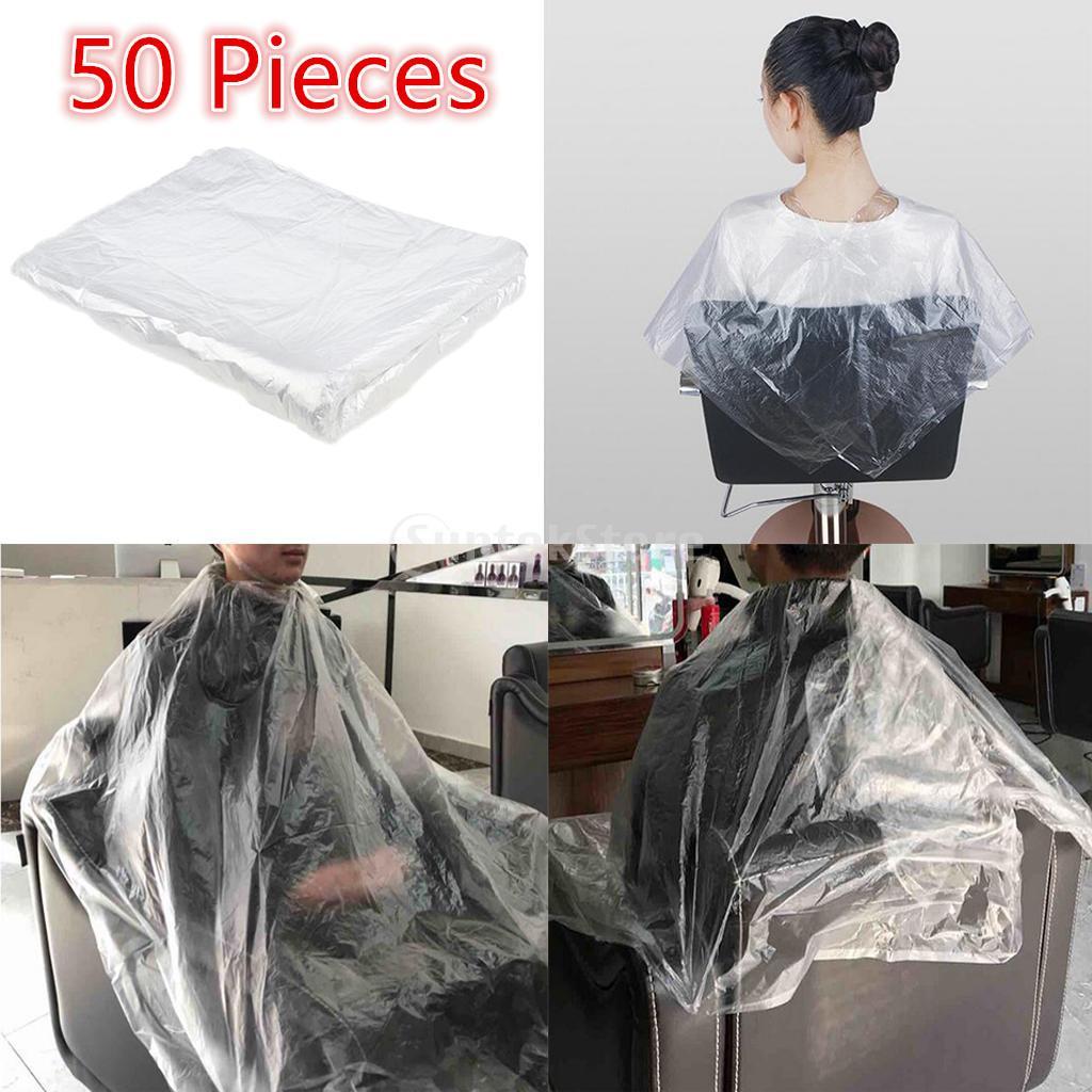 50Pcs Clear Hairdressing Capes Waterproof Shop Perm Hair Color Styling Gowns