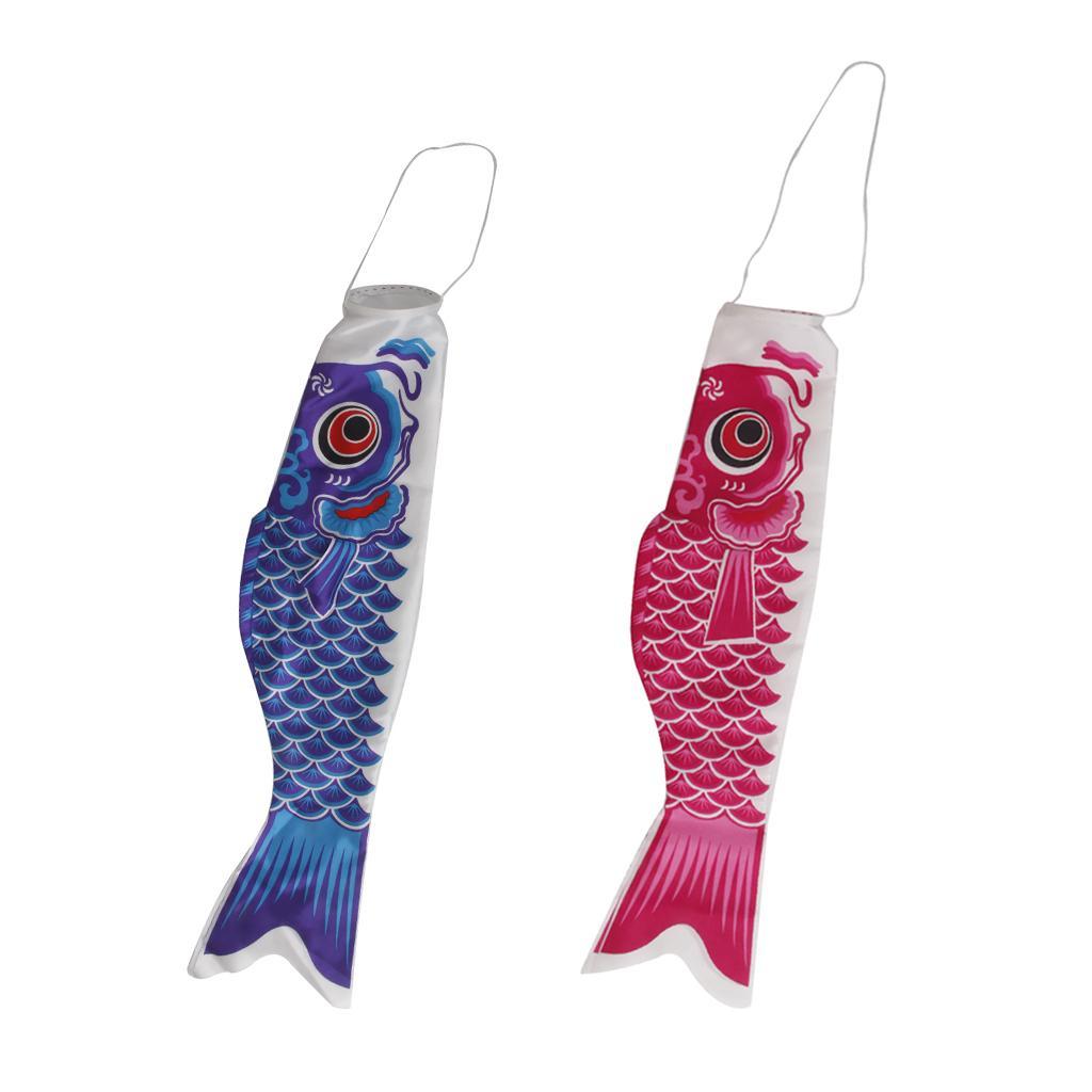 2x Windsock Carp Flag Koi Nobori  Wind Streamer Decor Blue 55cm & Pink