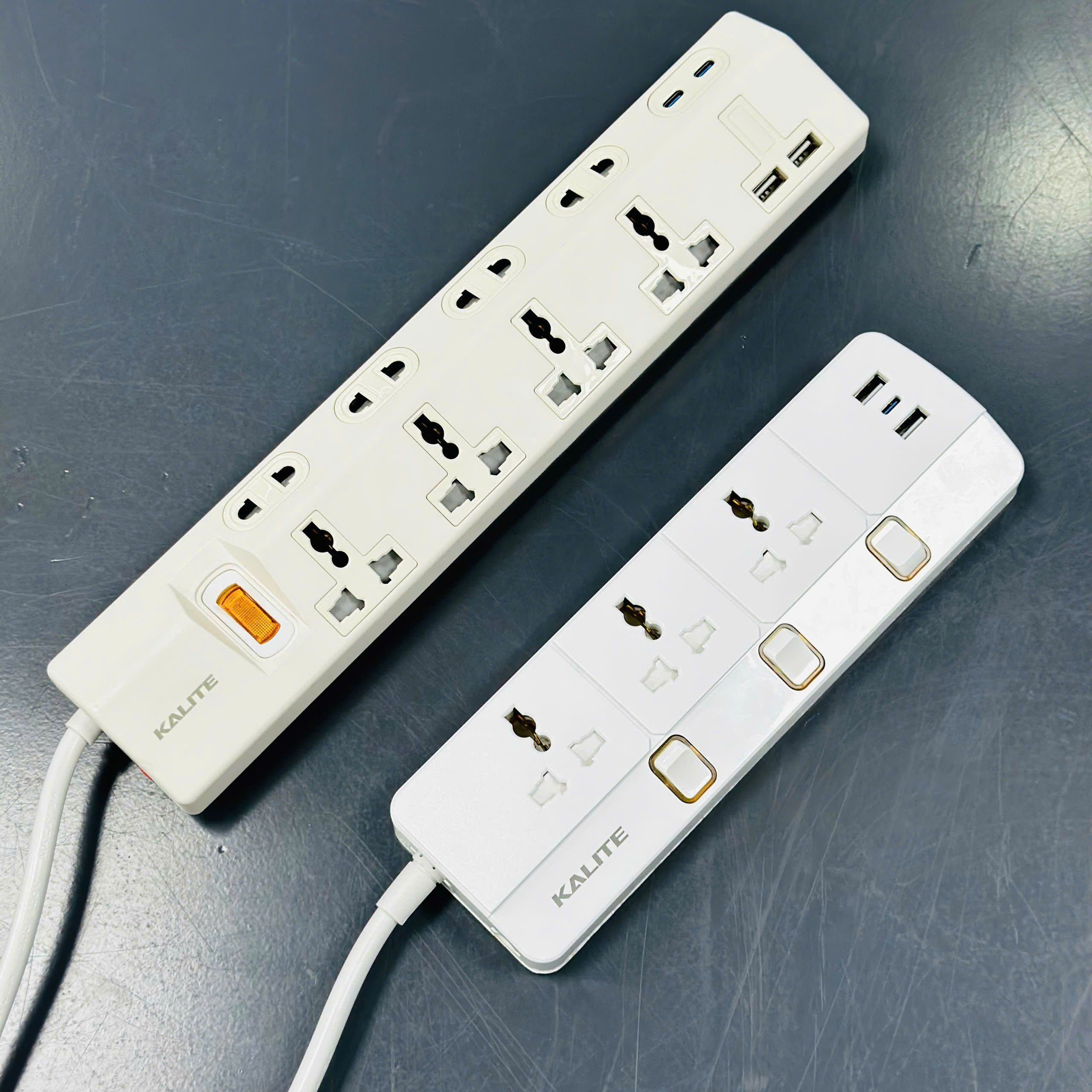[Hàng chính hãng] Ổ cắm điện Kalite KPS03 - Công tắc đèn báo độc lập (3 phích cắm - 2 cổng Type A, 1 cổng Type C)