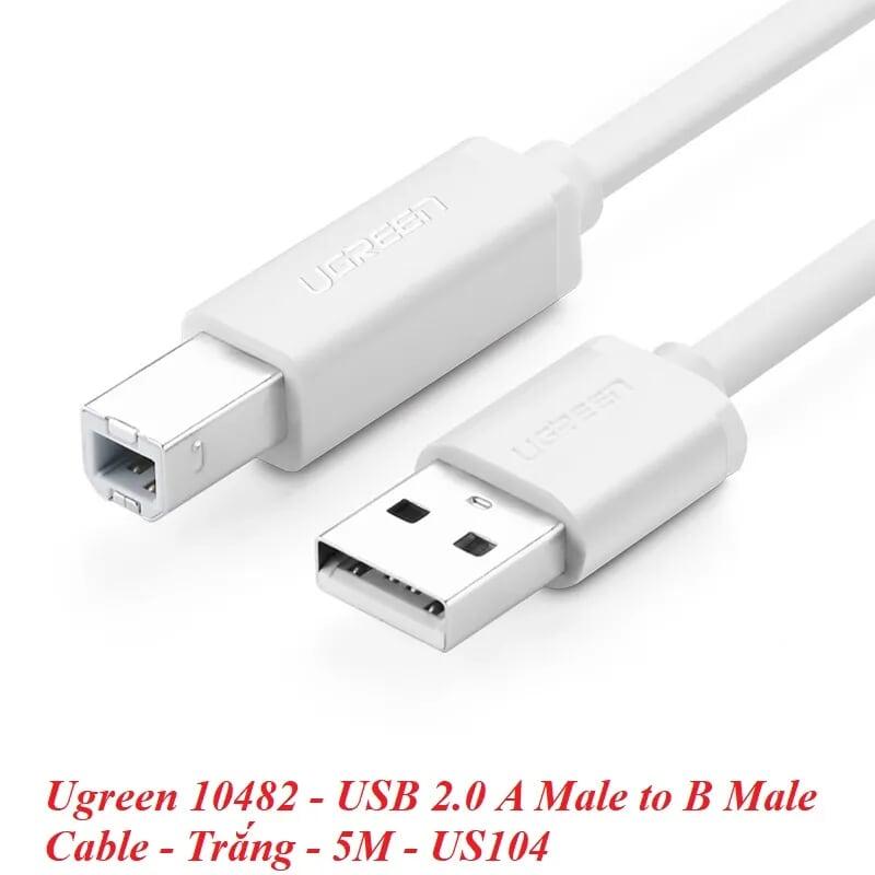 Ugreen UG10482US104TK 5M màu Trắng Cáp USB 2.0 sang USB B máy in - HÀNG CHÍNH HÃNG