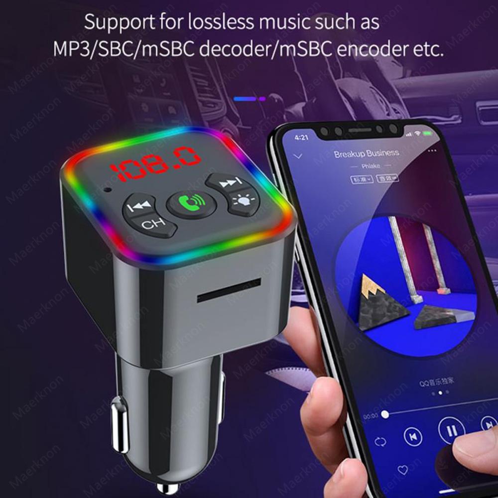 Bộ sạc xe hơi Bluetooth 5.0 FM Máy phát kép USB Bộ điều hợp sạc nhanh