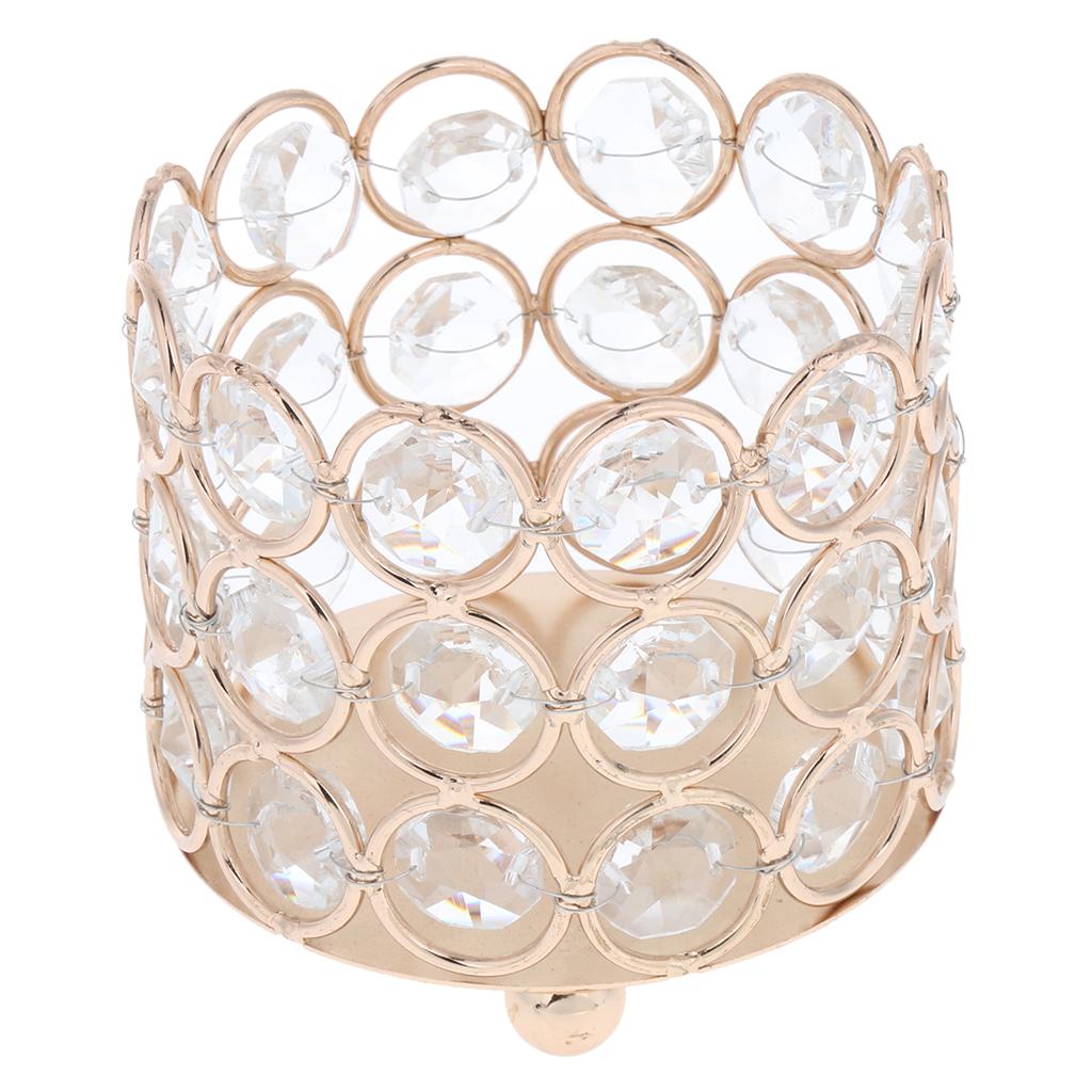 3pcs 3'' Crystal Beads Candle Holder Banquet Candlestick Table Centerpiece