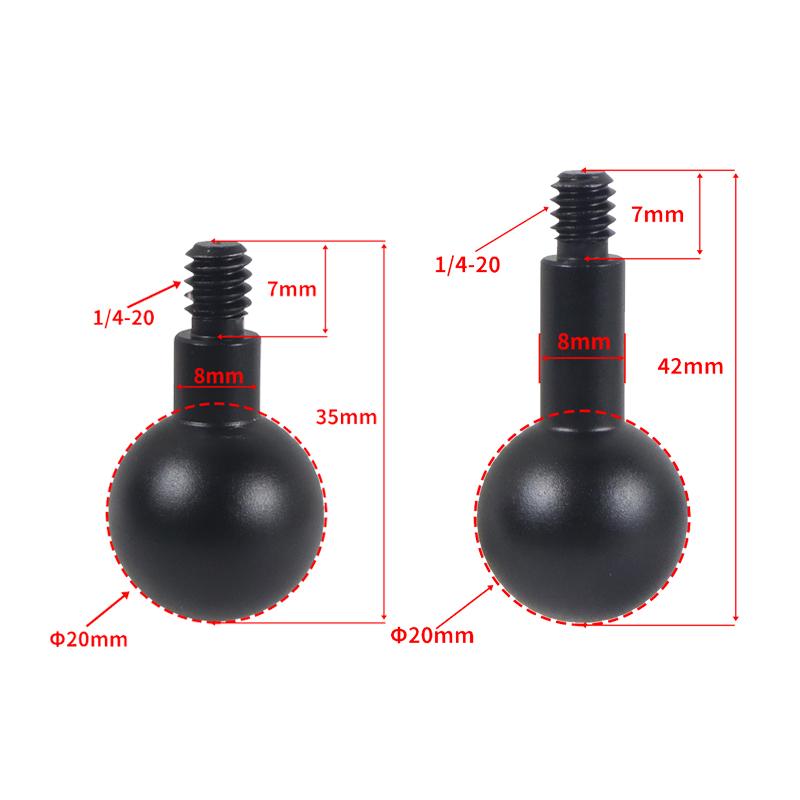 20Mm Đầu Bi Gắn Vít 1/4 "Bộ Chuyển Đổi Cho Gopro Insta360 Camera Hành Động Giá Đỡ Điện Thoại Định Vị GPS Giá Đỡ Chân đế Khớp Bóng Nền