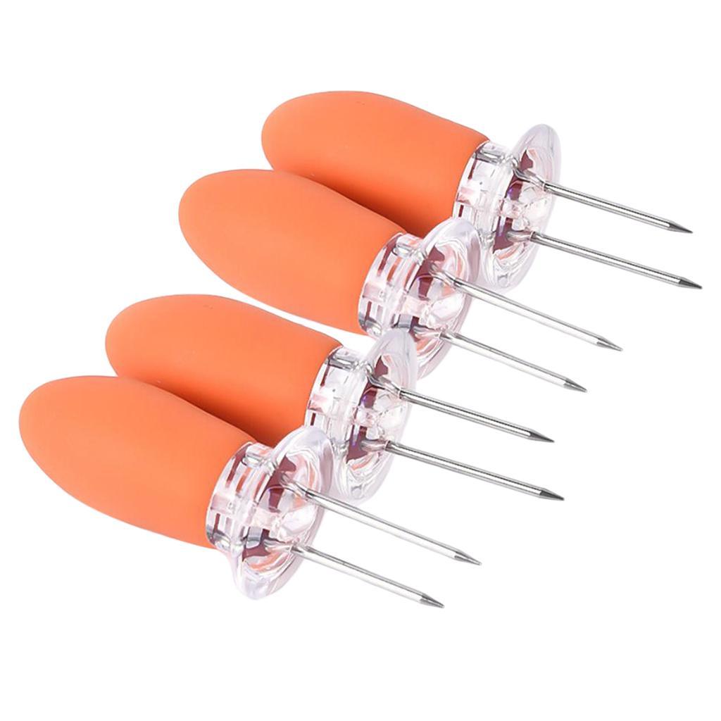 4 Pieces Heat Resistant Corn Holders Corn on the Cob Skewers Prong Forks for
