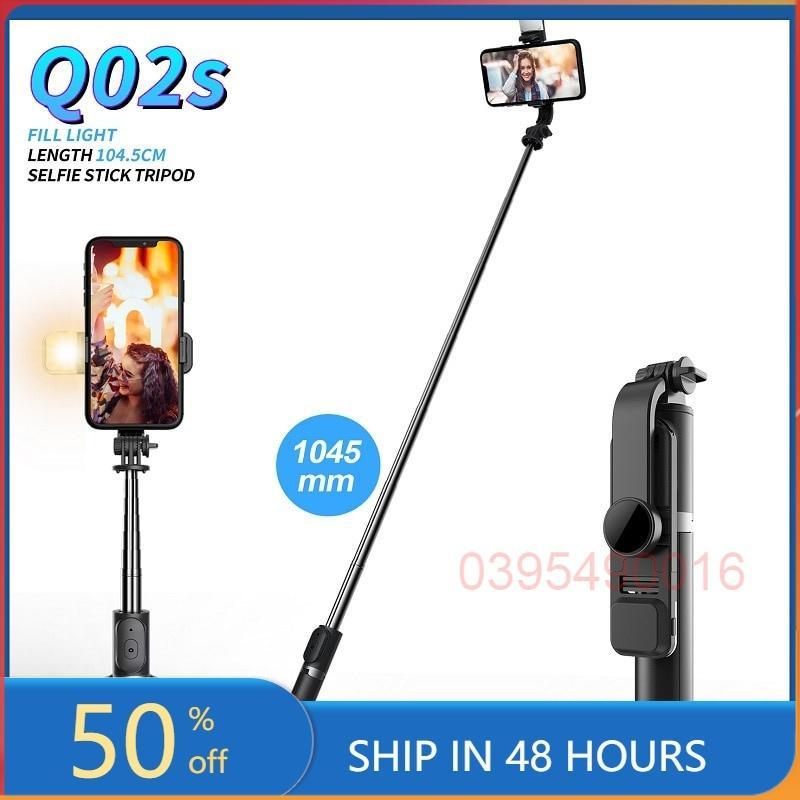 Gậy chụp ảnh tự sướng Selfie Bluetooth Q02S có đèn LED trợ sáng chân đế Tripod