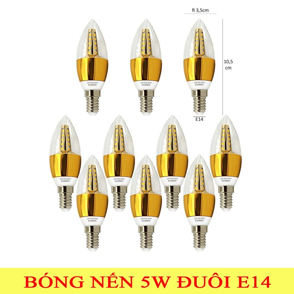 Combo 5 và 10 Bóng đuôi E14 đèn Led nến 5w quả nhót ánh sáng vàng nắng hàng chuẩn