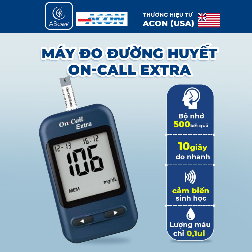 Máy đo đường huyết Acon On-call Extra kèm hộp 25 que thử - bảo hành trọn đời