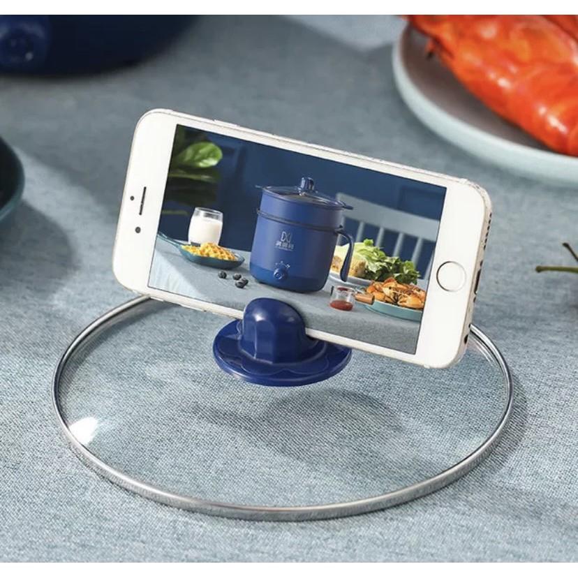 Nồi Lẩu Điện Mini xanh Núm Xoay 2 NẤC NHIỆT Kèm Giá Hấp