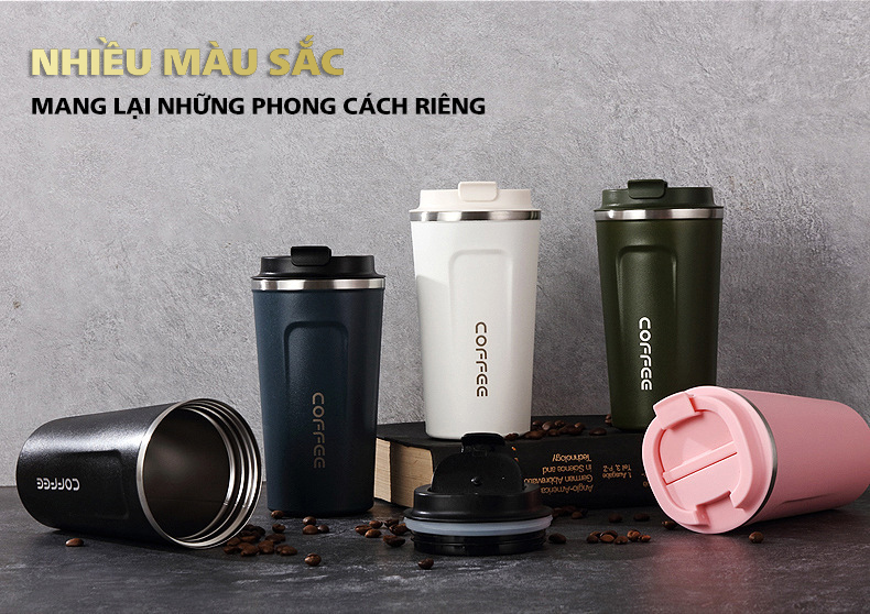 Bình giữ nhiệt COFFEE 380ml, đựng đồ uống đi làm, đi chơi tiện lợi và thoải mái (Giao màu ngẫu nhiên)