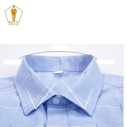 Áo Sơ Mi Nam Họa Tiết Karo Trung Niên TRAZ Dài, Ngắn Tay Vải Cotton111