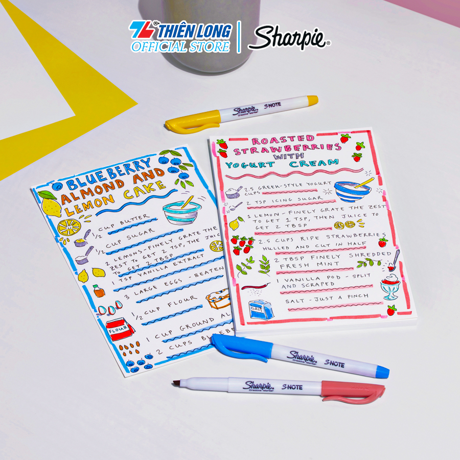 Bút lông màu Sharpie S - Note nét mảnh - nét rộng màu Pastel ( vỉ 4 cây)