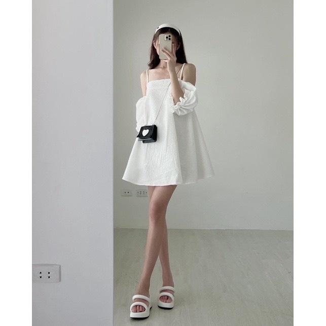 VÁY ĐẦM XỐP GẤM TRỄ VAI TAY BỒNG CÚC THÁO RỜI 2 KIỂU TIỂU THƯ LOẠI 1 SIÊU XINH