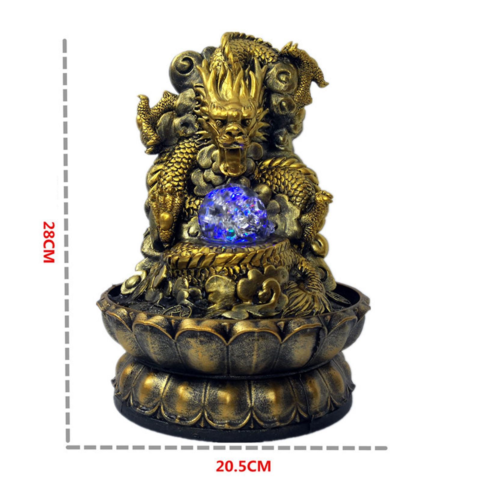 Desktop Water Fountain Feng Shui Waterfall Statue Ornament With Rolling Ball