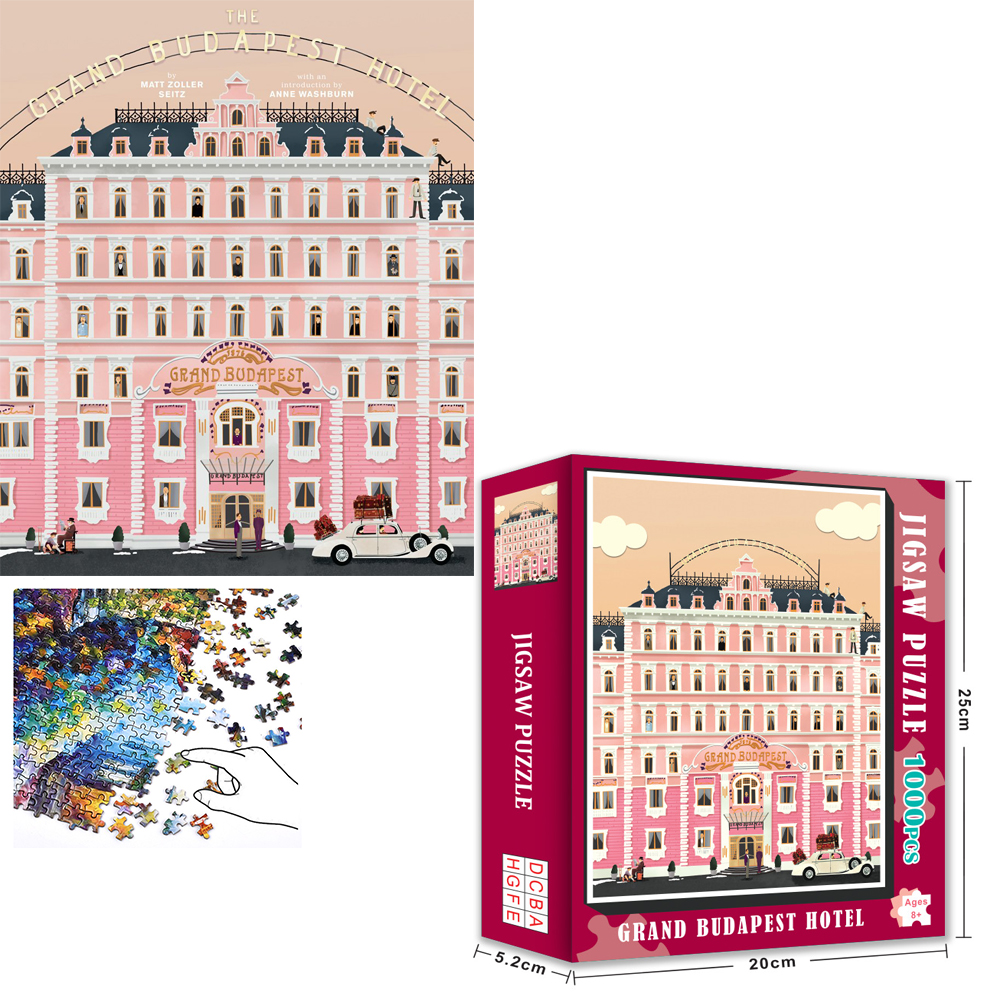 Bộ Tranh Ghép Xếp Hình 1000 Pcs Jigsaw Puzzle (Tranh ghép 70*50cm) Khách Sạn Màu Hồng Bản Thú Vị Cao Cấp