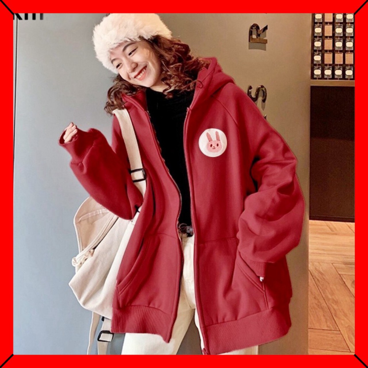 Áo khoác Hoodie nỉ thêu Thỏ cực xinh