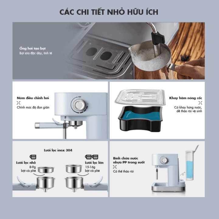 Máy Pha Cà Phê Bear Tự Động Đa Năng Pha Cafe, Pha Espresso Phù Hợp Với Gia Đình, Công Ty CF-B15V1 - Hàng chính hãng