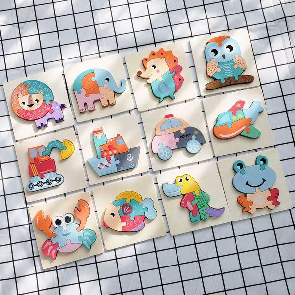 Ghép hình gỗ bộ cua cá ếch, bộ động vật rừng, bộ giao thông 1 set gồm 4 hình