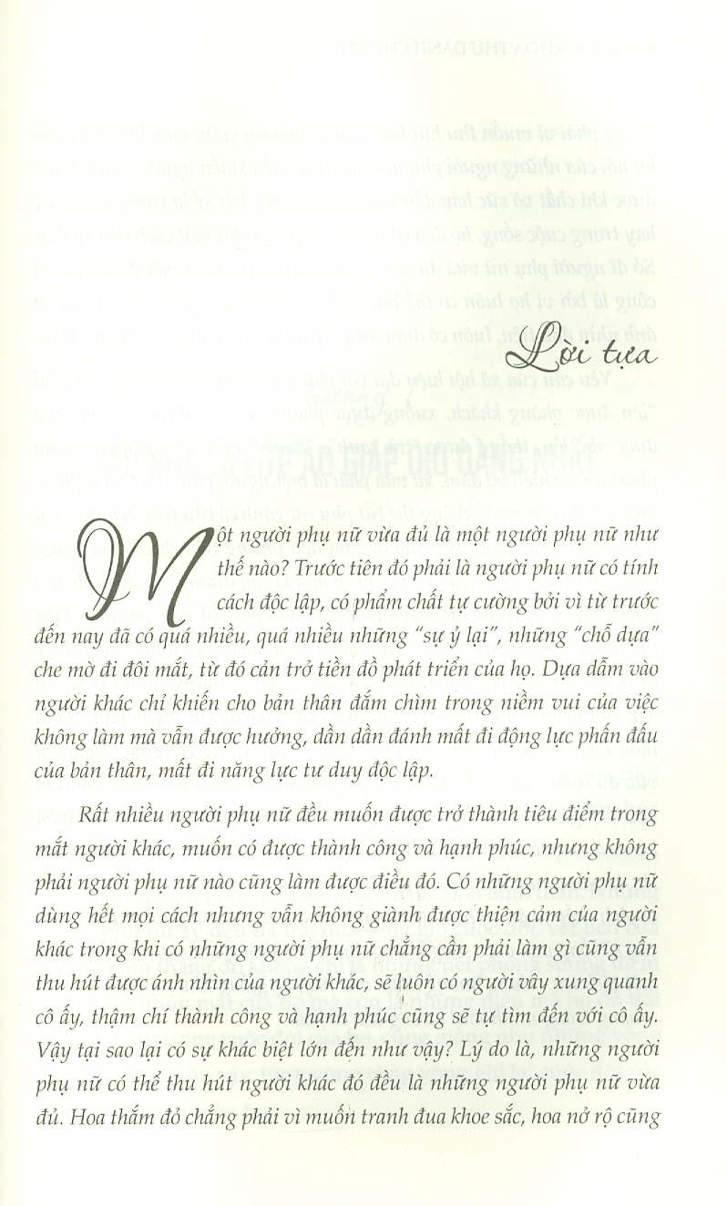 BÁCH KHOA THƯ DÀNH CHO PHỤ NỮ - Phụ Nữ Hãy Là Người Vừa Đủ – Thanh Hương biên soạn – Liên Việt Books – NXB Văn Học