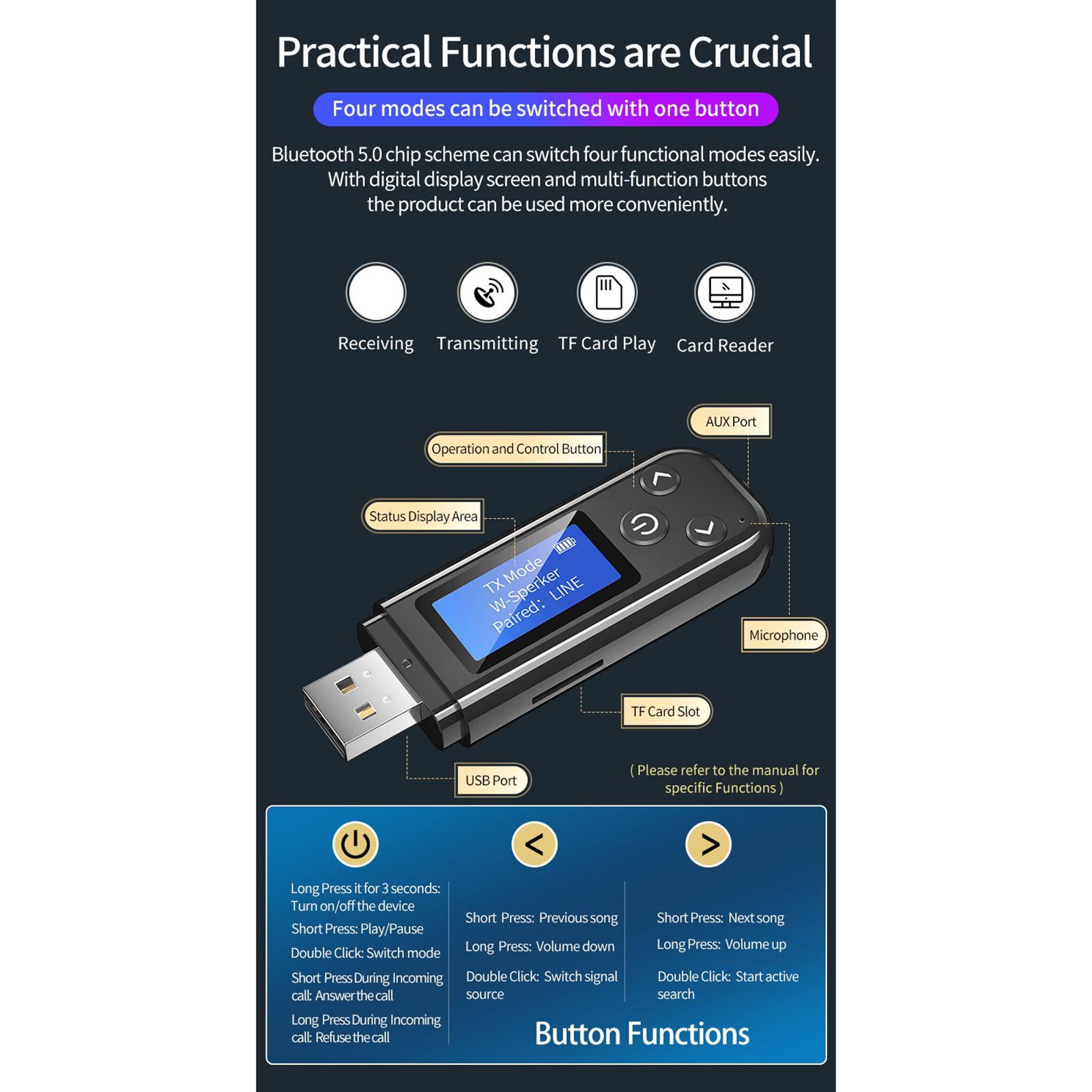For TV, adapter receiver with LCD display, USB