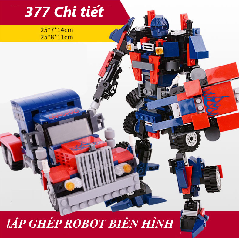 [377 CHI TIẾT] BỘ ĐỒ CHƠI XẾP HÌNH ROBOT NGƯỜI MÁY, Ô TÔ - Lắp Ráp Người Máy Biến Hình