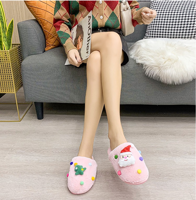 [CHẤT LƯỢNG] Dép lông đi trong nhà bít mũi Ông Già Noel cute SC006 Cỏ Boutique, dẻo mềm, êm chân, giữ ấm bàn chân