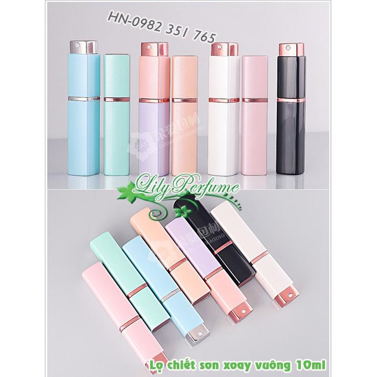 Lọ chiết nước hoa xoay vuông 10ml màu pastel tinh tế