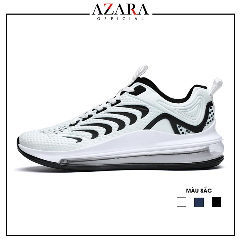 Giày Thể Thao Nam AZARA- Sneaker Màu Xanh Than - Trắng, Giày Cao Cấp, Đế Xốp Nhẹ, Đàn Hồi Tốt, Dáng Thể Thao  - G5371