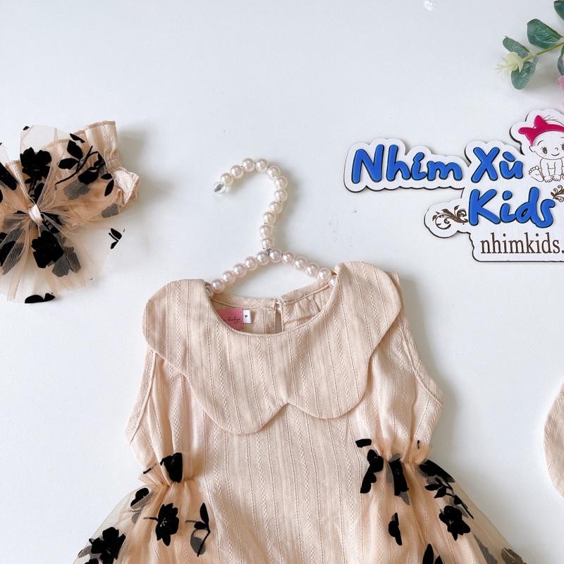 Body Hoa Lưới Nhung Đen Tặng Kèm Phụ Kiện Cho Bé Gái 3 Đến 12kg